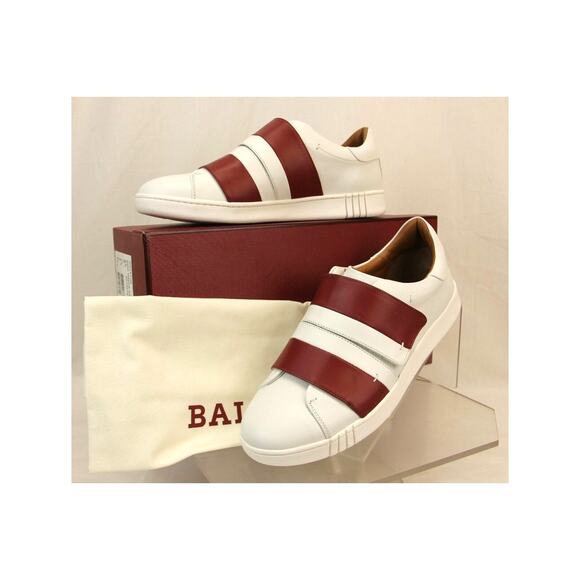 NIB BALLY WILLET WHITE RED LEATHER LOGO SWISS SNEAKERS 11 US 44 ITALY